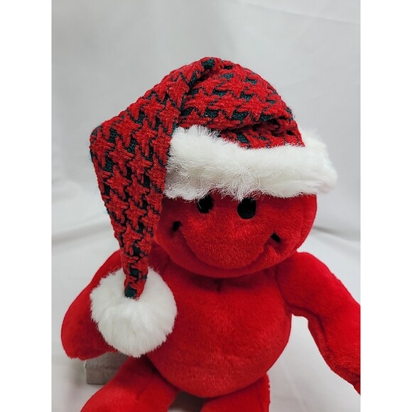 Vintage Smile Happy Face Giggle Plush Red With  Santa Hat 12" NOT WORKING - Picture 2 of 16